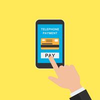 money transaction on mobile banking app,  hand holding mobile for on line business concept vector