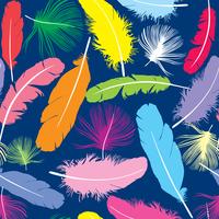 Feather pattern. Birds feathers on blue background. vector