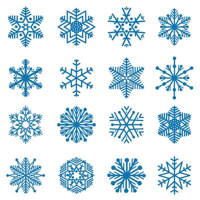 Snowflake set. Snow icons. Winter holiday sign. Christmas symbols