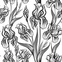 Floral engraved seamless pattern. Flower garden background vector