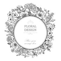 Floral background. Flower bouquet cover. Flourish greeting card vector