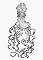 Octopus with tentacles. Wild marine animal isolated. Seafood sign