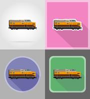 ferrocarril locomotora tren iconos planos vector illustration