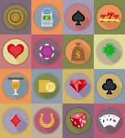 casino objects and equipment flat icons vector illustration