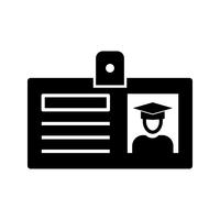 Tarjeta de identificación de estudiante Glyph Black Icon vector