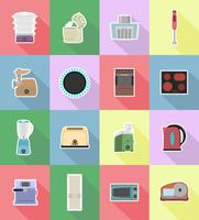 household appliances for kitchen flat icons vector illustration