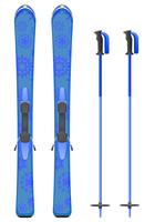 blue skis mountain with snowflakes vector illustration