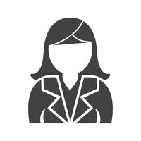 Icono de mujer de negocios Glyph negro vector