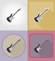 Ilustración de vector de iconos planos de guitarra eléctrica