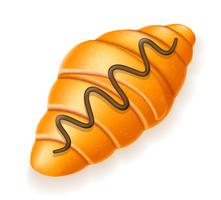 crispy croissant drizzled with chocolate vector illustration