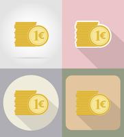 Monedas euro iconos planos vector illustration