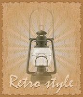 retro style poster old kerosene lamp vector illustration