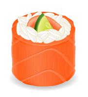sushi rolls in red fish vector illustration