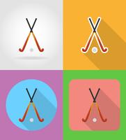field hockey sport equipment flat icons vector illustration