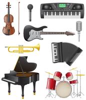 conjunto de iconos de instrumentos musicales ilustración vectorial vector