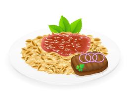 pasta on a plate vector illustration