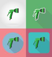 Ilustración de vector de iconos plana de riego pistola de jardinería