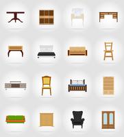 conjunto de muebles iconos planos vector illustration