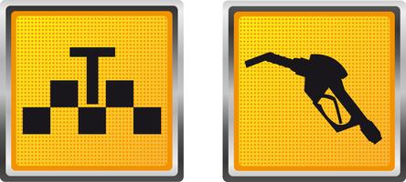 iconos de taxi y recarga de combustible para la ilustración de vector de diseño