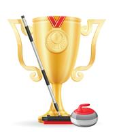 curling cup winner gold stock vector illustration