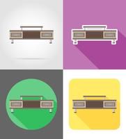 TV mesa muebles conjunto de iconos planos vector illustration