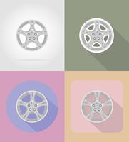 rueda para coche iconos planos vector illustration