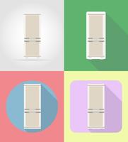 refrigerator household appliances for kitchen flat icons vector illustration