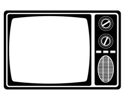 TV viejo retro vintage icono stock vector ilustración negro contorno silueta