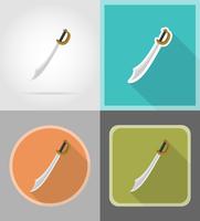 old retro pirate sword flat icons vector illustration