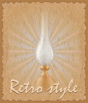 retro style poster old kerosene lamp vector illustration