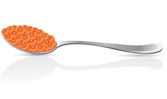 caviar rojo en cuchara vector