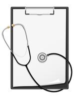 clipboard blank sheet of paper and stethoscope vector illustration