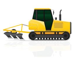 caterpillar tractor with plow vector illustration