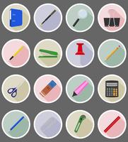 stationery equipment set flat icons vector illustration