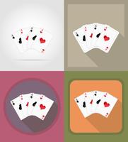 jugando a las cartas para los iconos planos de casino vector illustration