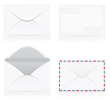 set of white blank envelopes vector illustration