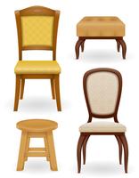 conjunto de iconos muebles silla taburete y puf vector illustration