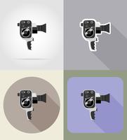 old retro vintage movie video camera flat icons vector illustration