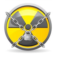 lock with chains on a sign radiation vector illustration