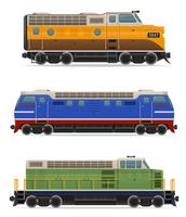 set icons railway locomotive train vector illustration