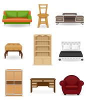 conjunto de iconos muebles vector illustration