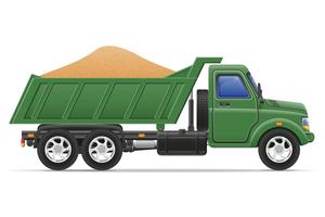 cargo truck delivery and transportation of construction materials concept vector illustration