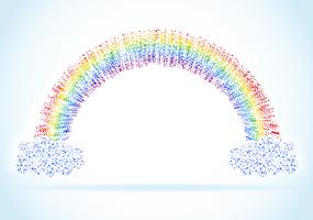 abstract rainbow with clouds vector illustration