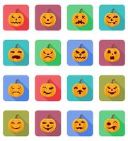 Ilustración de vector de iconos planos de calabaza de Halloween