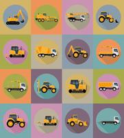 Transporte de automóviles para reparación y construcción iconos planos vector ilustración