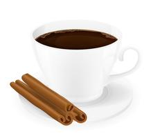 Taza de café con la ilustración de vector de palitos de canela