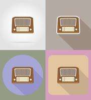 viejo retro vintage radio plana iconos vector illustration