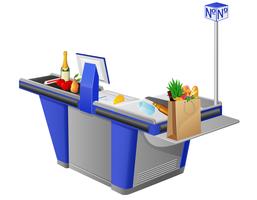 cash register terminal and foodstuffs vector