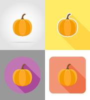 Ilustración de vector de iconos planos de calabaza de Halloween