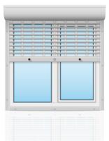 Ventana de plástico detrás de persianas metálicas perforadas ilustración vectorial vector